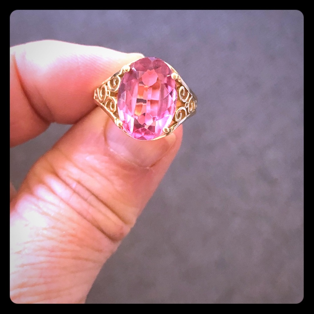 14k pink stone estate ring